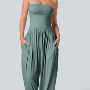 HALARA Strapless Jumpsuit in light blue/green